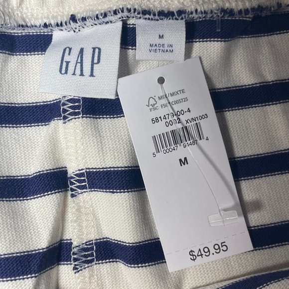 NWT | GAP | Stripe Pull On Cotton Knit Shorts | Navy & White | Medium (M) | NWT - Picture 6 of 6